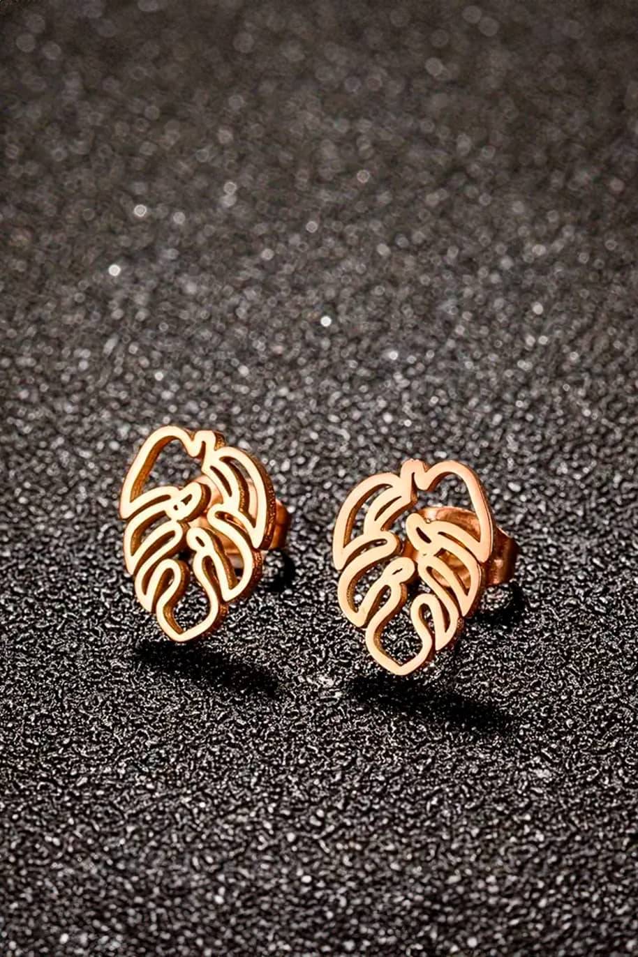 Monstera Stud Earrings