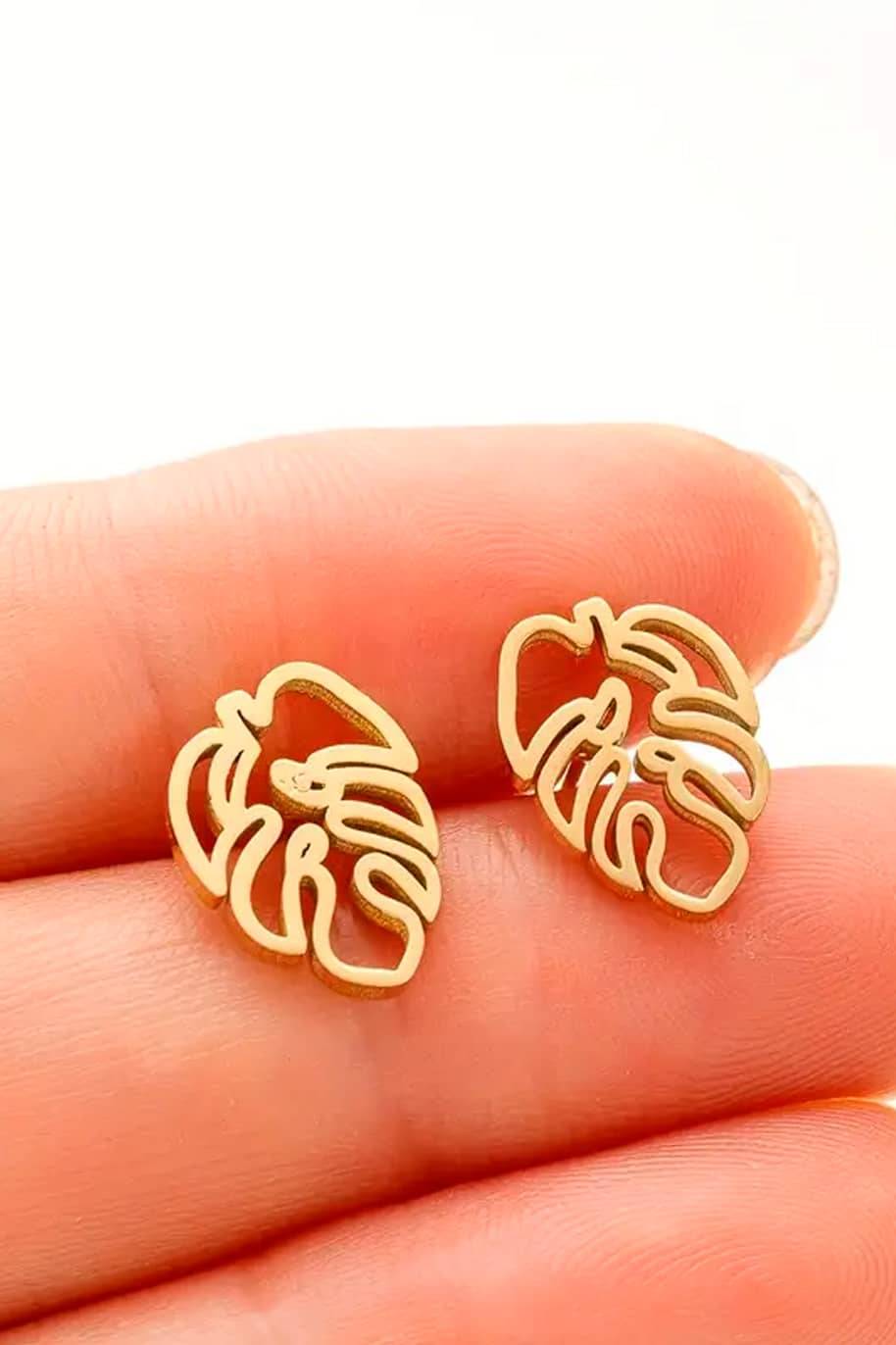 Monstera Stud Earrings